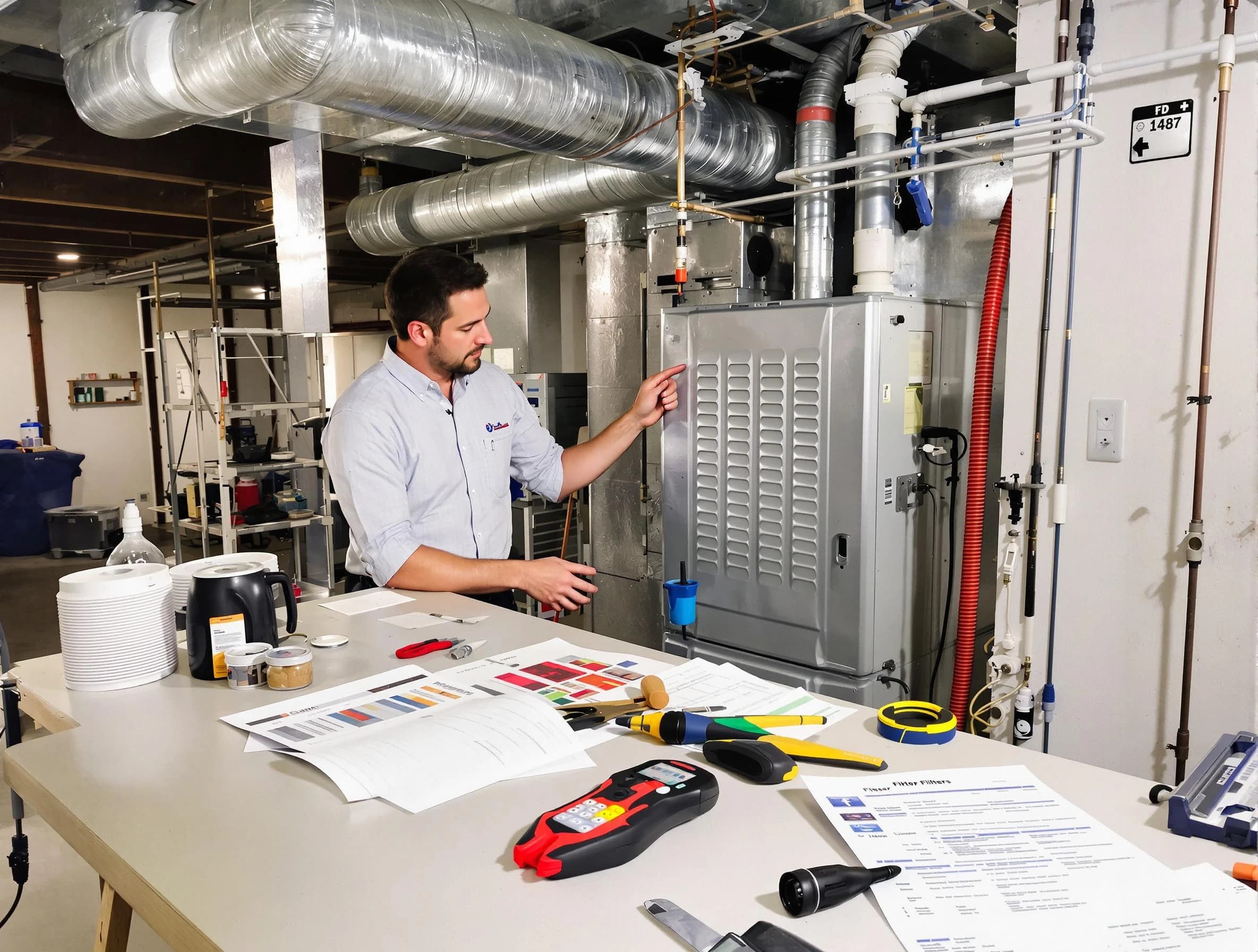 Golden Air Duct Cleaning inspector conducting detailed filter system evaluation using professional diagnostic tools in Golden