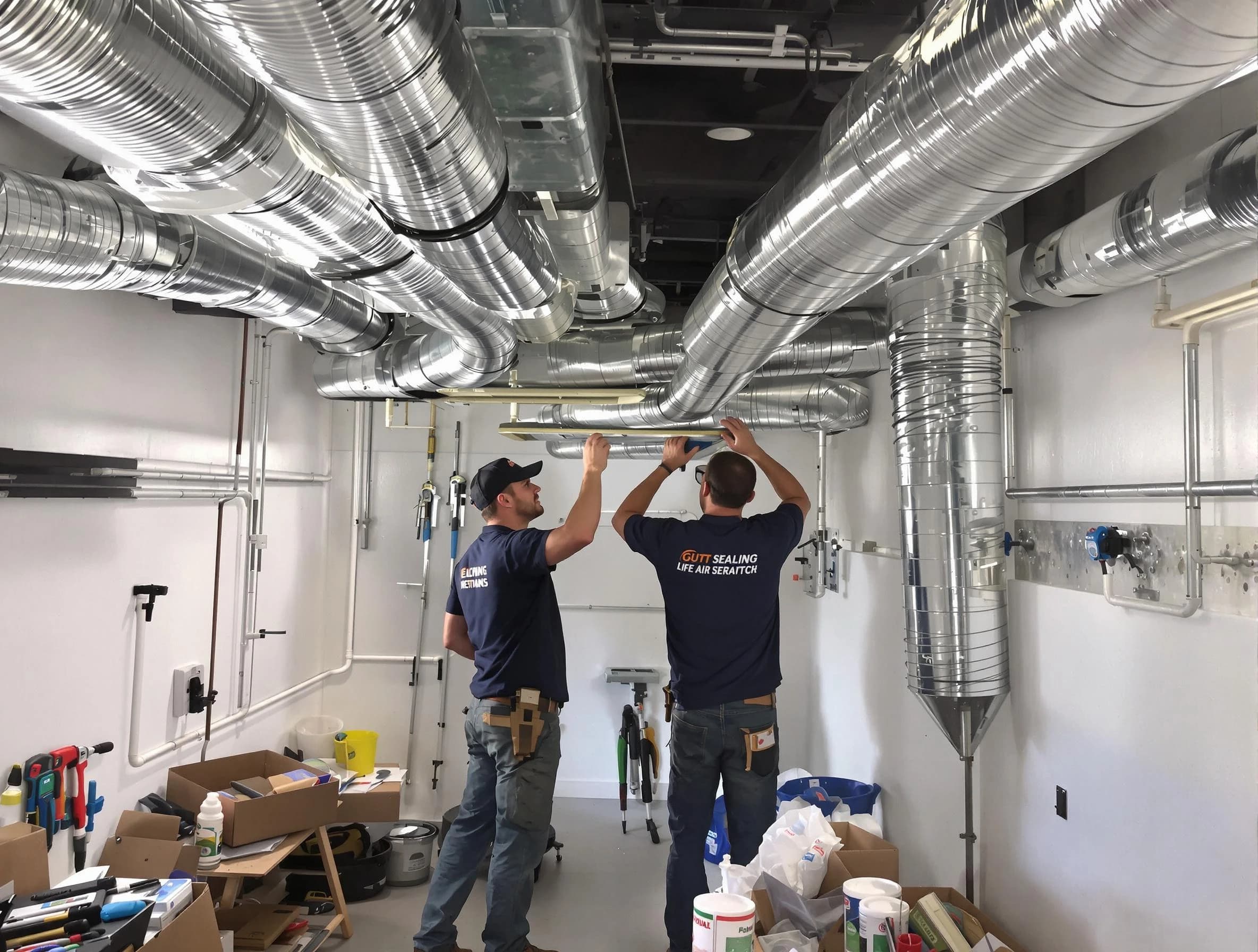 Golden Air Duct Cleaning technician applying professional duct sealing solutions in Golden