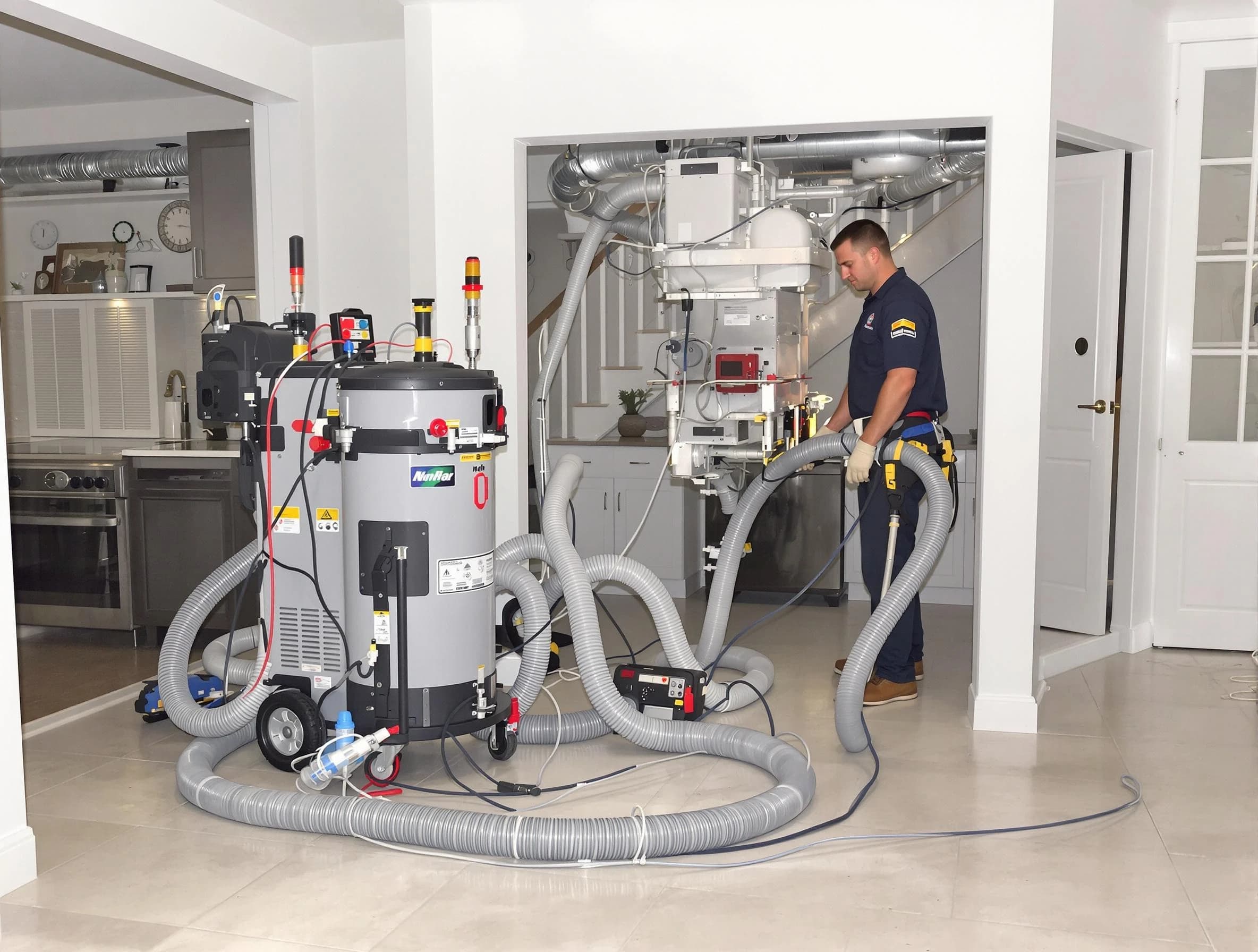 Golden Air Duct Cleaning technician operating negative pressure cleaning equipment for thorough duct maintenance in Golden