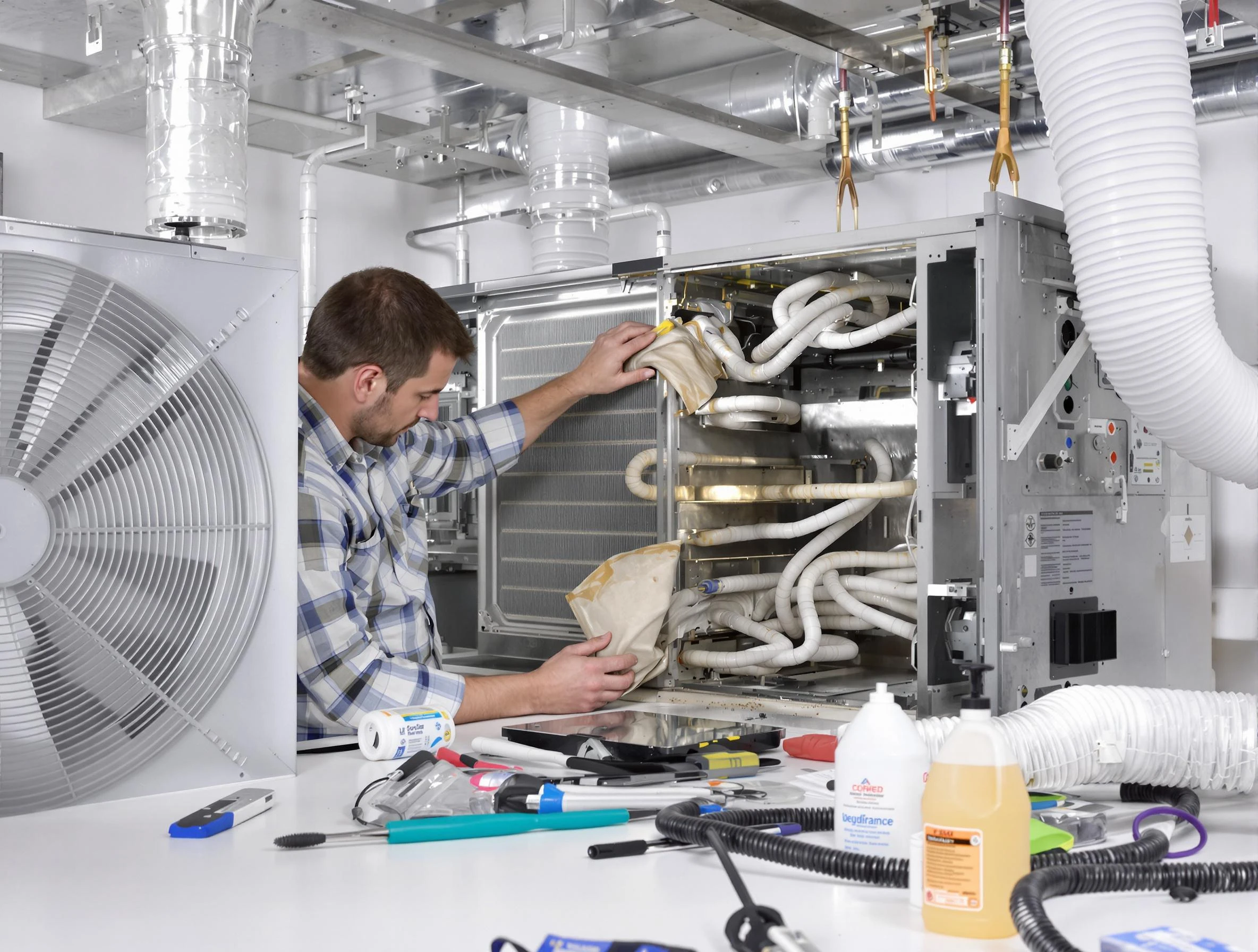 Golden Air Duct Cleaning specialist performing precision AC coil cleaning in Golden