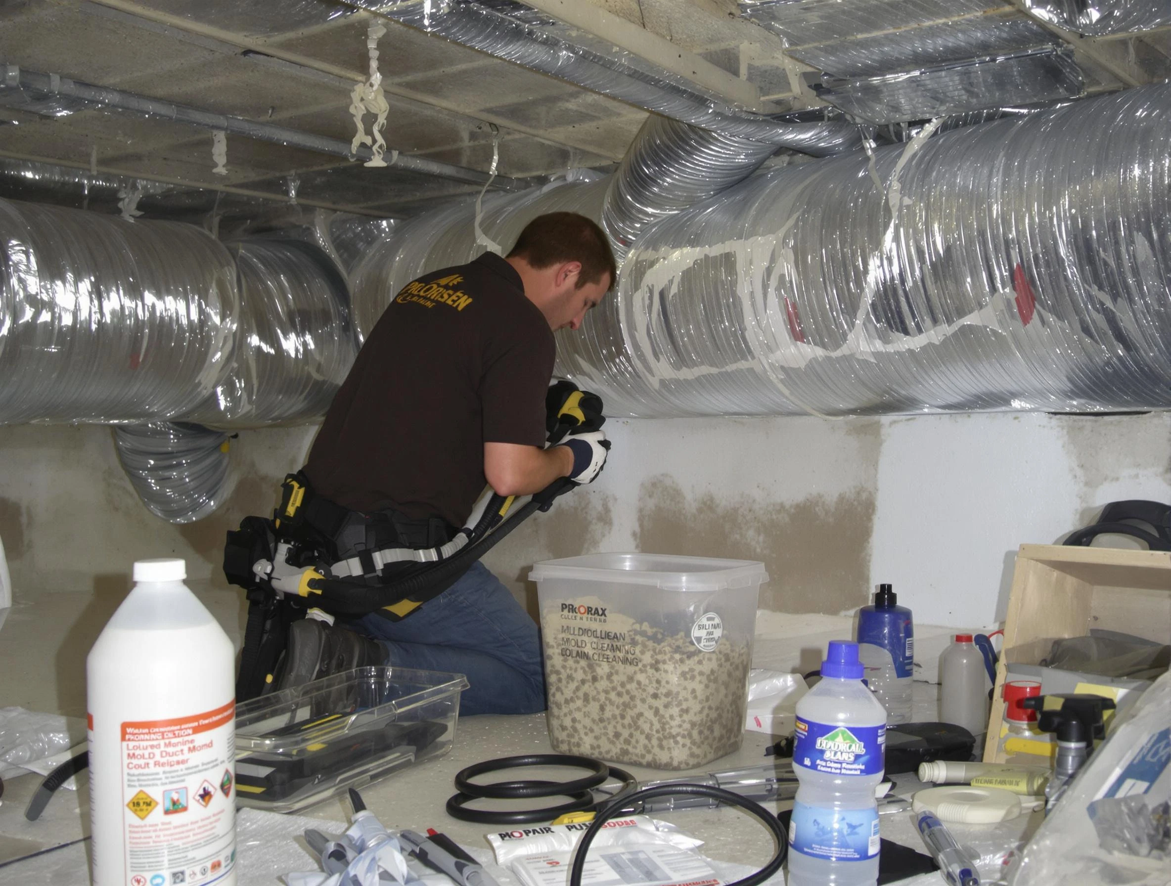 Golden Air Duct Cleaning specialist performing professional mold removal from air ducts in Golden