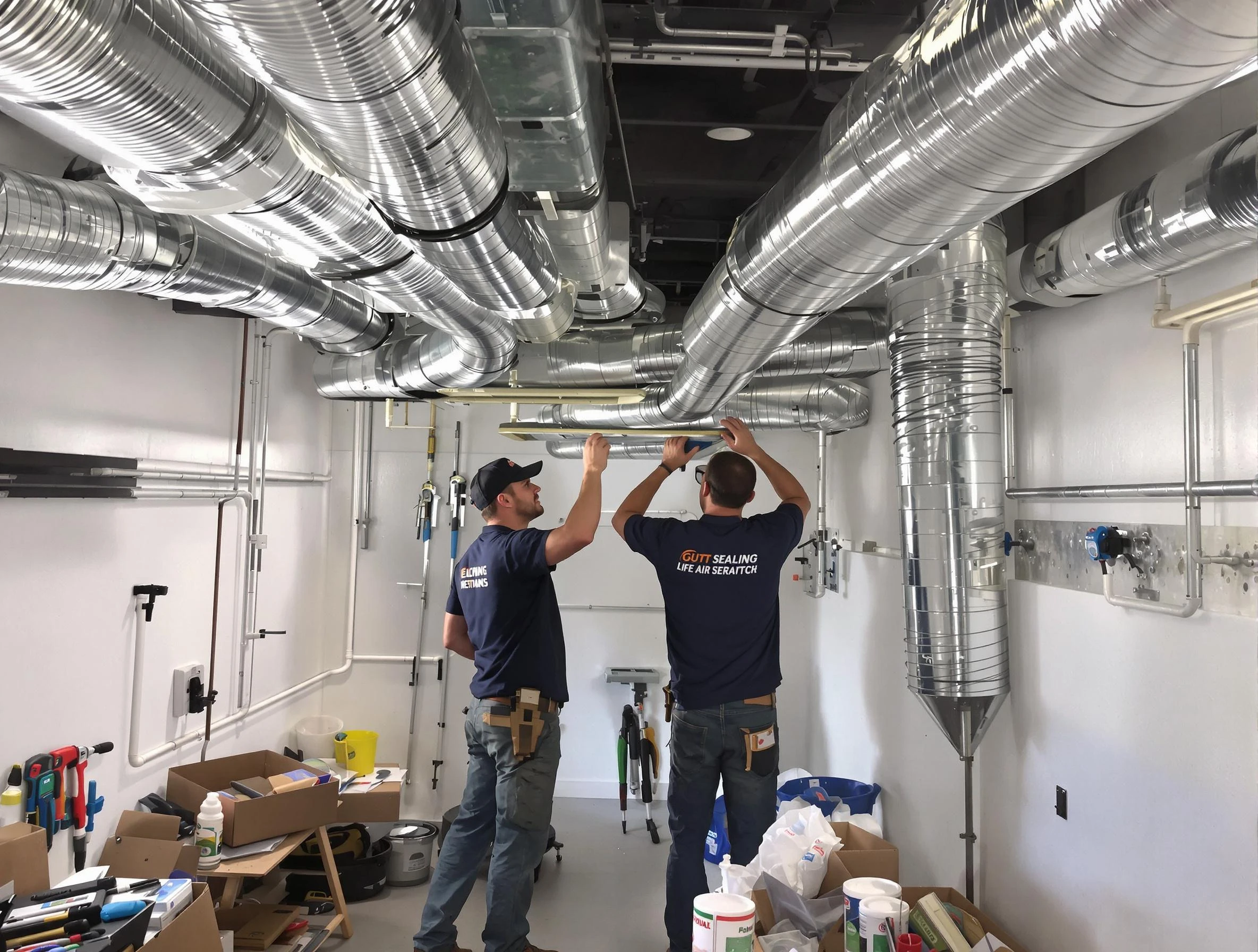 Golden Air Duct Cleaning technician applying professional duct sealing solutions in Golden