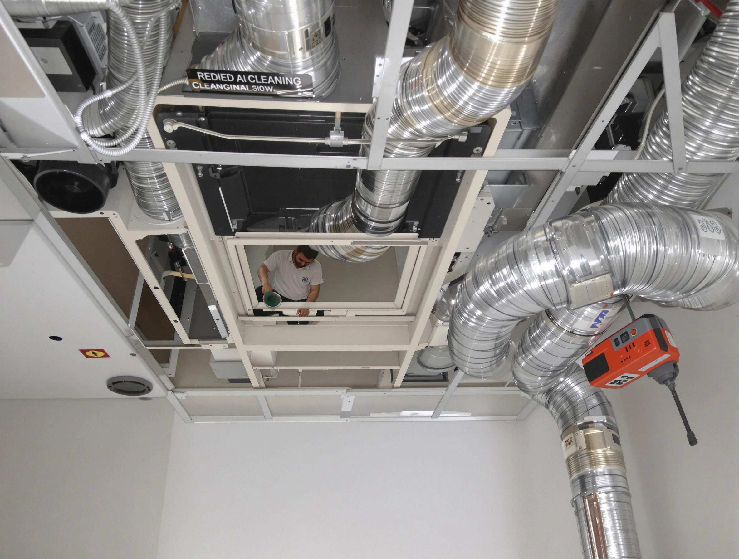 Golden Air Duct Cleaning technician performing detailed central duct system cleaning in Golden
