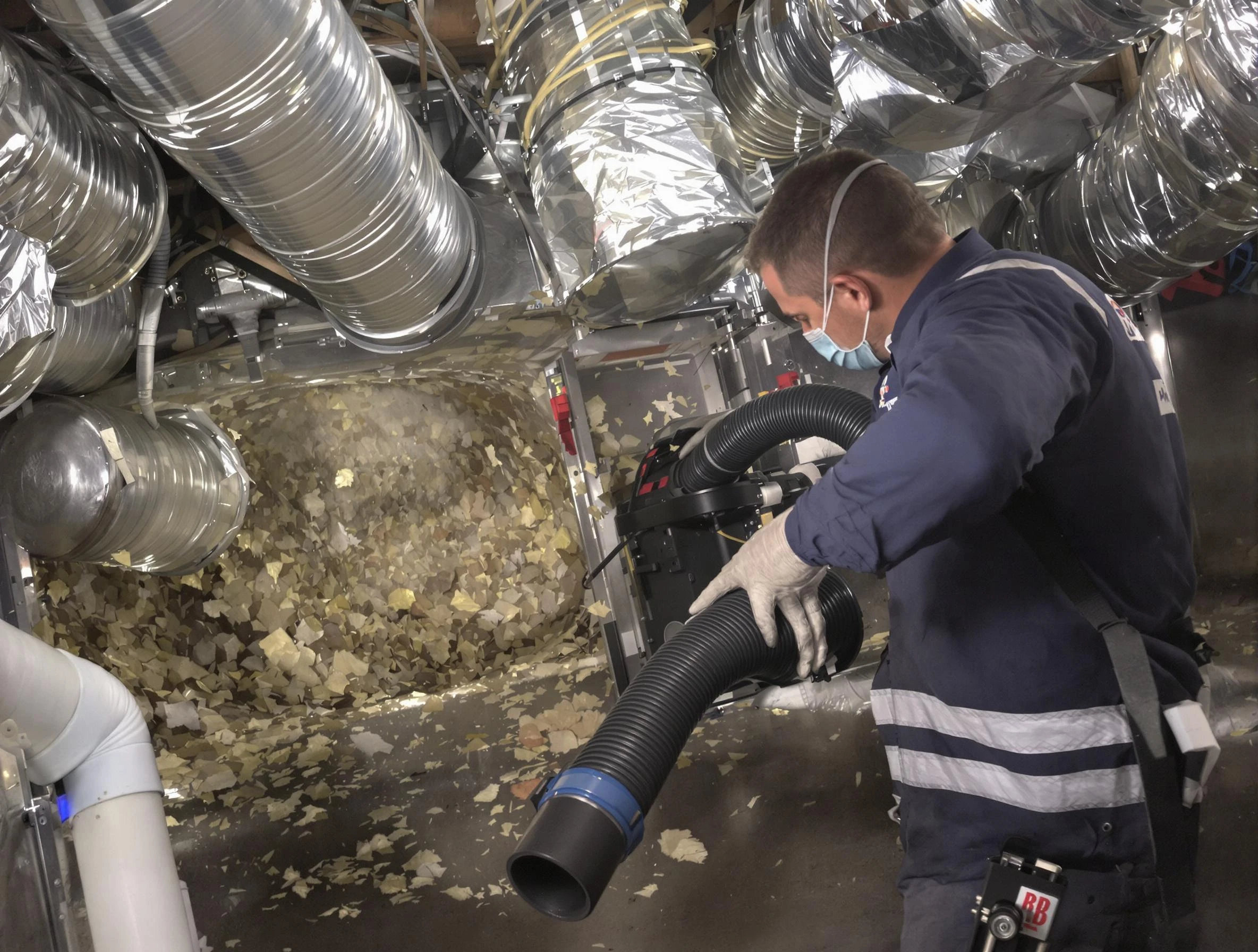Golden Air Duct Cleaning specialist operating negative pressure cleaning equipment for thorough duct maintenance in Golden